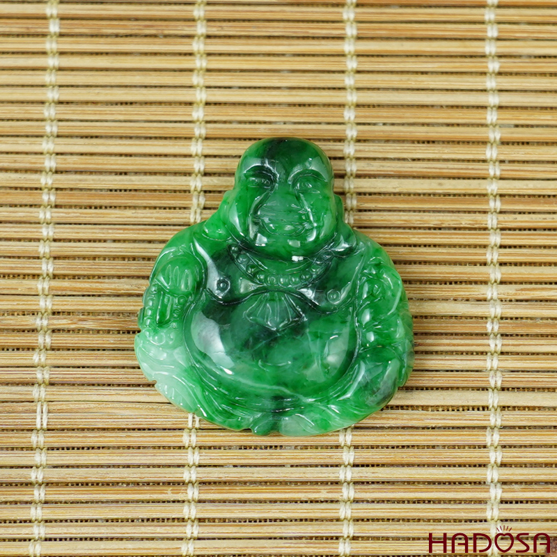 Mặt Di Lặc Cẩm Thạch xanh lý đậm 28*30mm