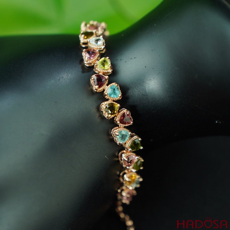 Lắc tay tourmaline 4mm bạc 925