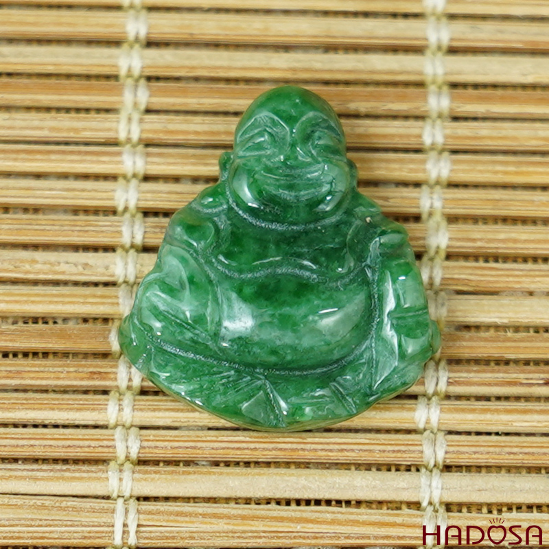 Mặt Di Lặc Cẩm Thạch xanh ngọc đậm 17x16mm