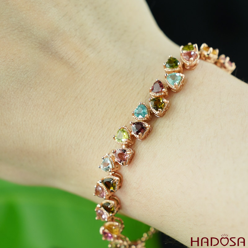 Lắc tay tourmaline 4mm bạc 925