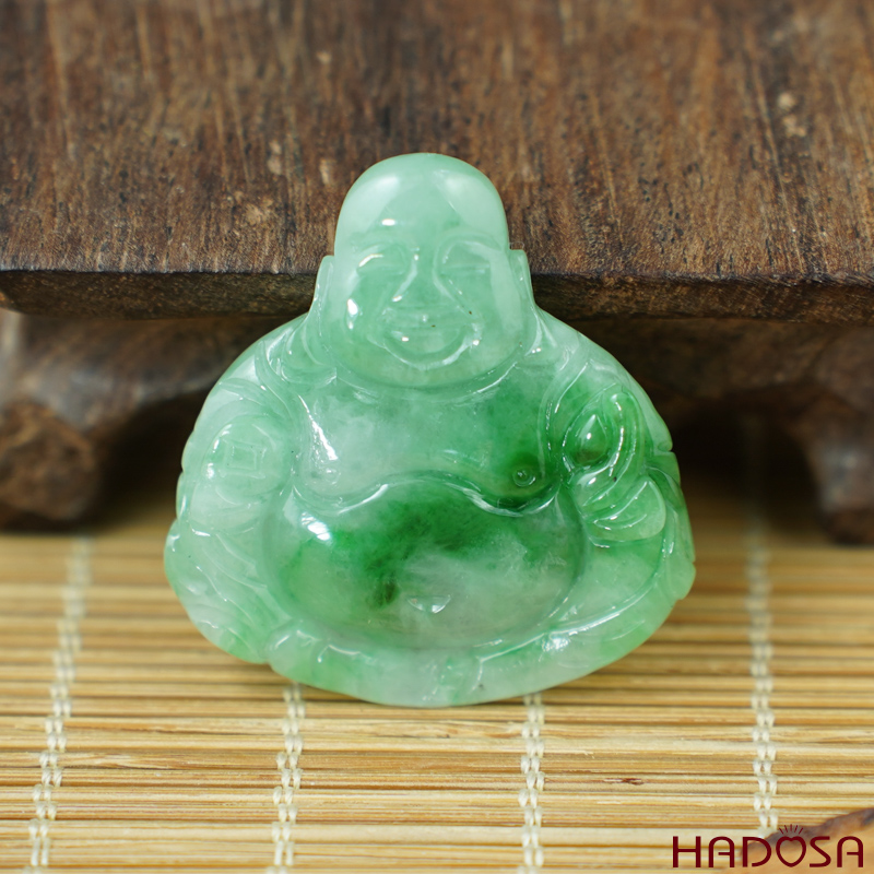 Mặt Di Lặc Cẩm Thạch xanh đậu 36x34mm