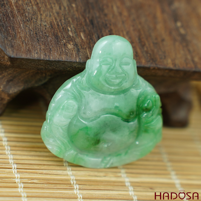 Mặt Di Lặc Cẩm Thạch xanh đậu 36x34mm