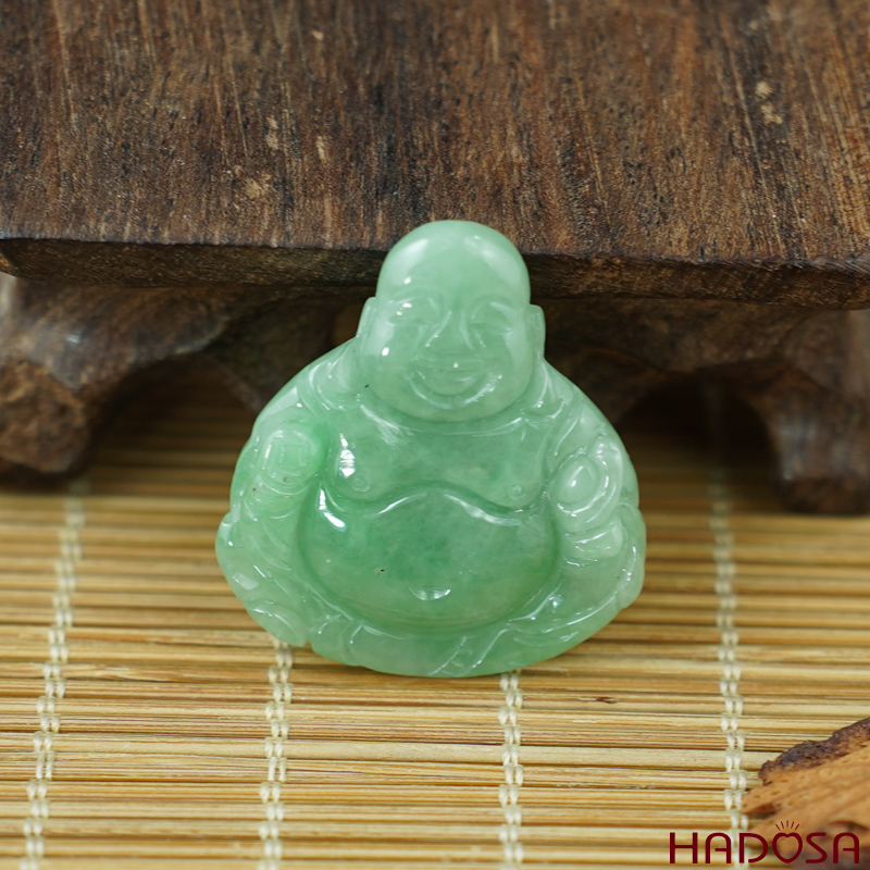 Mặt Di Lặc Cẩm Thạch xanh đậu 31x29mm