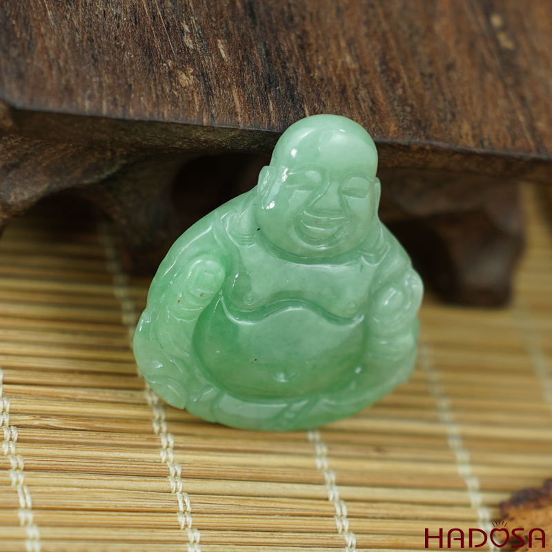 Mặt Di Lặc Cẩm Thạch xanh đậu 31x29mm