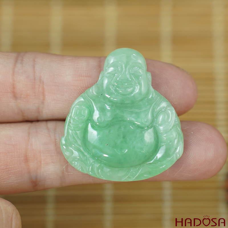 Mặt Di Lặc Cẩm Thạch xanh đậu 31x29mm