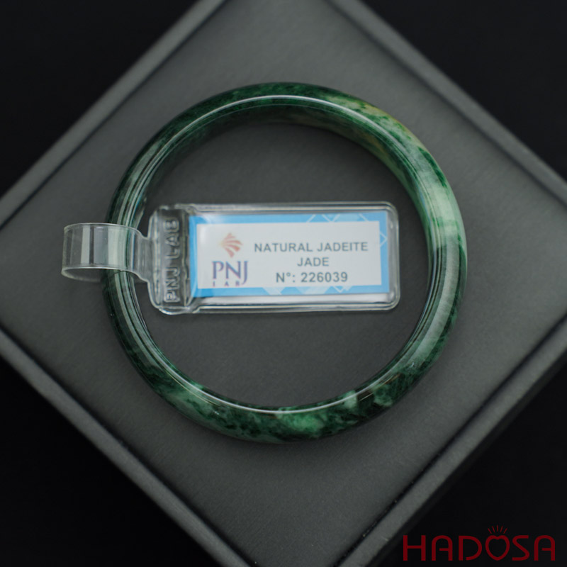 Vòng Ngọc Cẩm Thạch lá hẹ xanh lí đậm ni 50