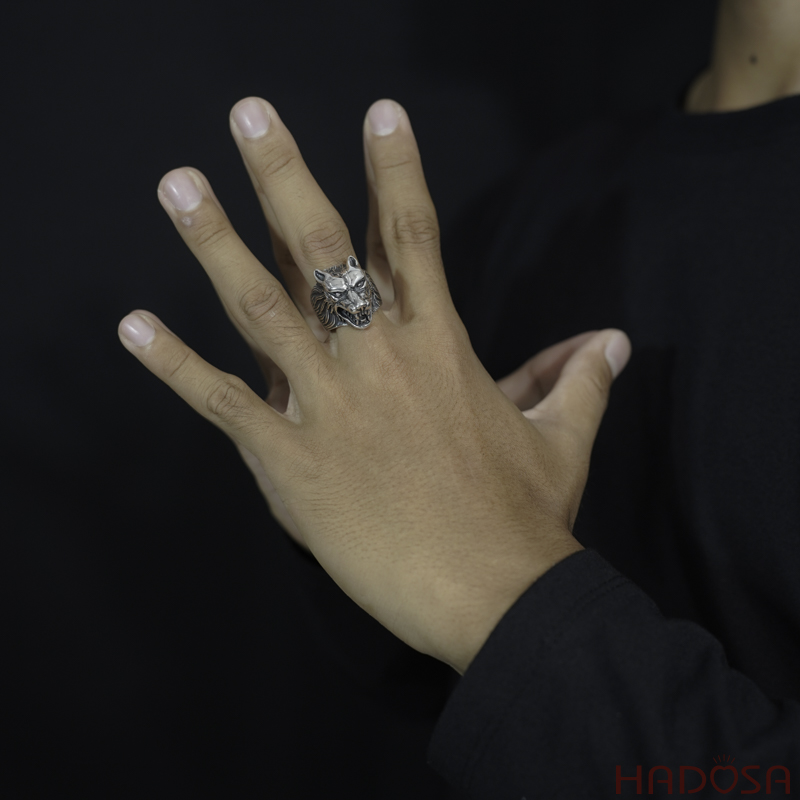 Nhẫn bạc Thái đầu sói
