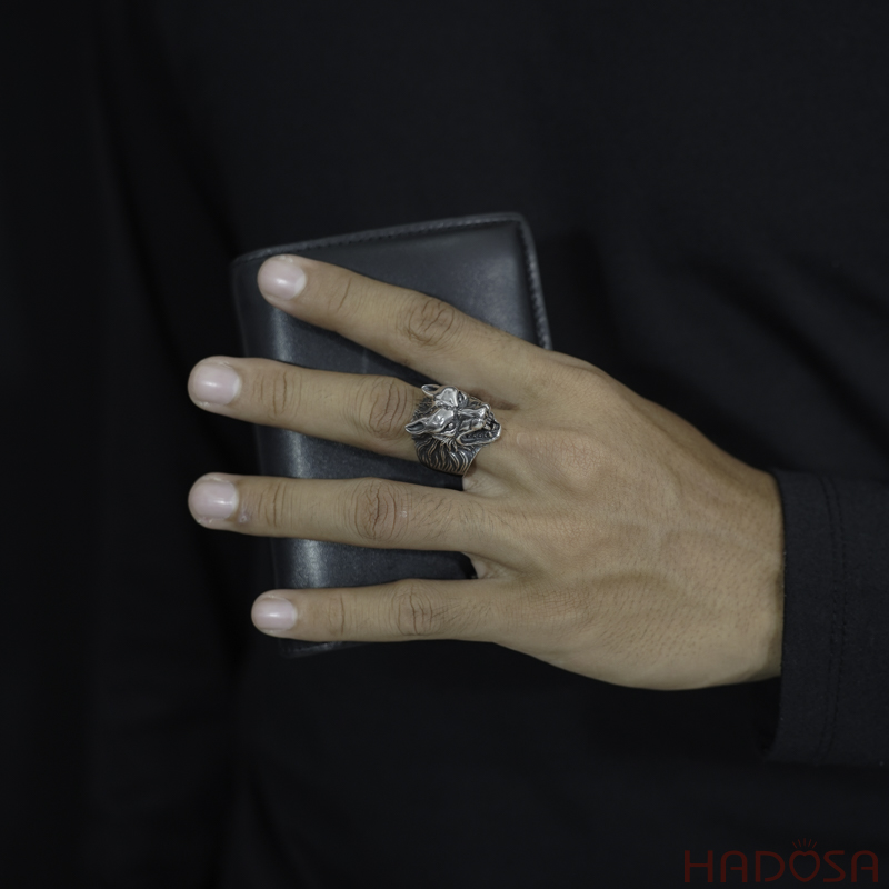 Nhẫn bạc Thái đầu sói