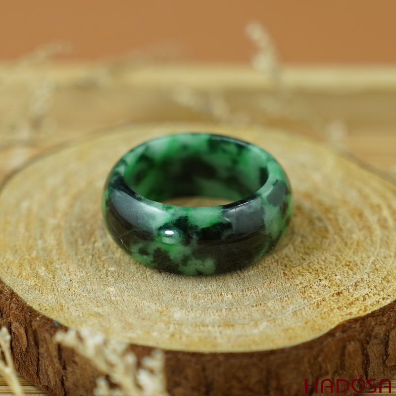 Nhẫn Cẩm Thạch xanh vân đậm ni 17