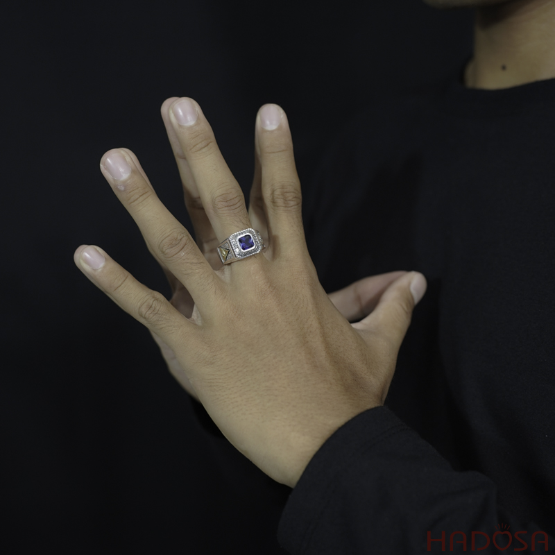 Nhẫn bạc nam mặt đá xanh