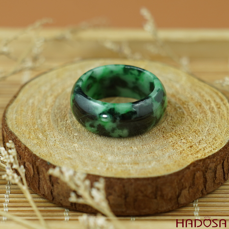 Nhẫn Cẩm Thạch xanh vân đậm ni 17