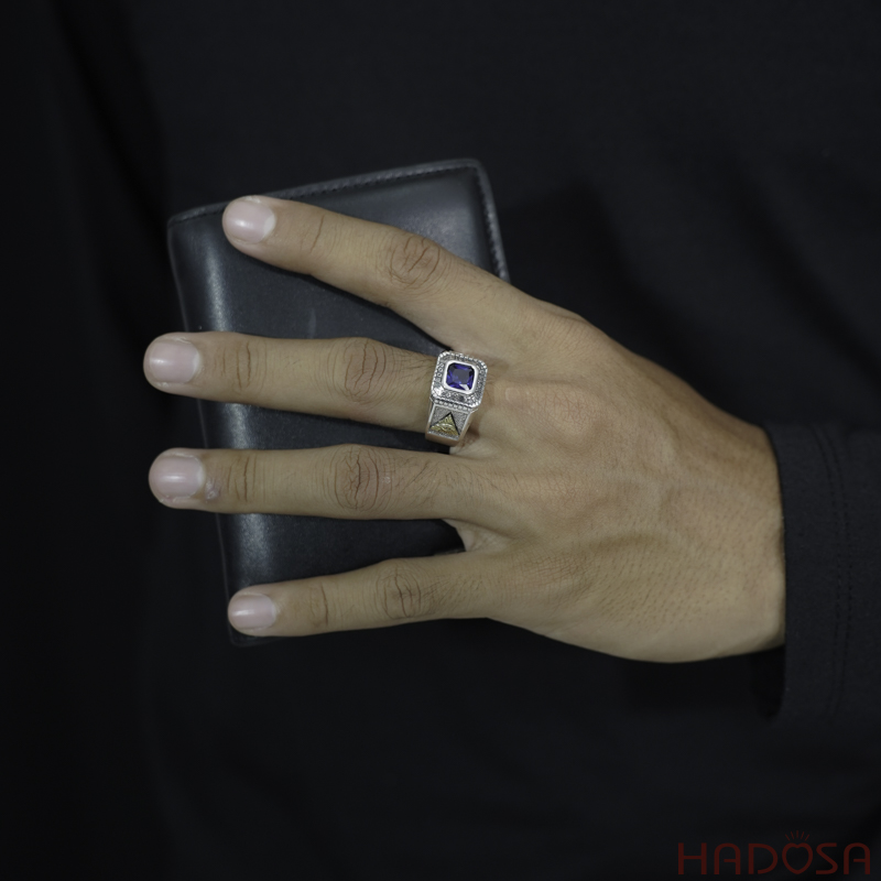 Nhẫn bạc nam mặt đá xanh