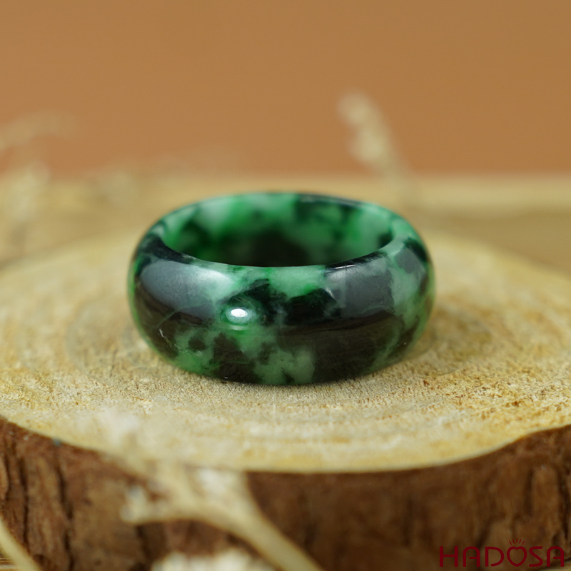 Nhẫn Cẩm Thạch xanh vân đậm ni 17