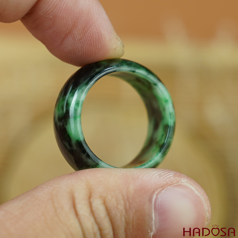 Nhẫn Cẩm Thạch xanh vân đậm ni 17