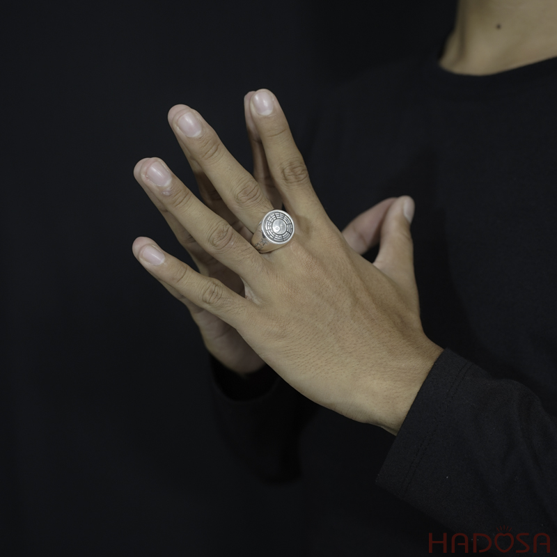 Nhẫn bạc Thái nam Bát Quái Âm Dương