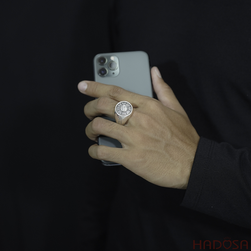 Nhẫn bạc Thái nam Bát Quái Âm Dương