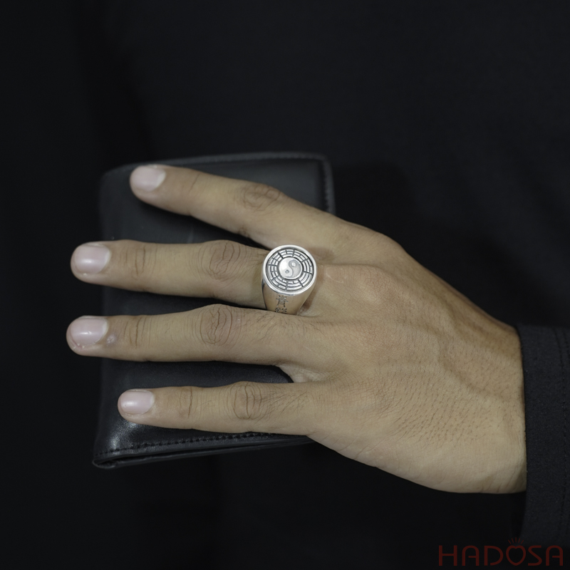 Nhẫn bạc Thái nam Bát Quái Âm Dương