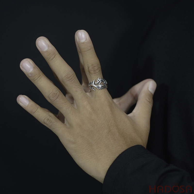 Nhẫn bạc Thái rồng hở