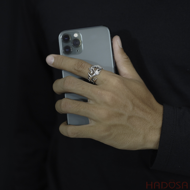 Nhẫn bạc Thái rồng hở