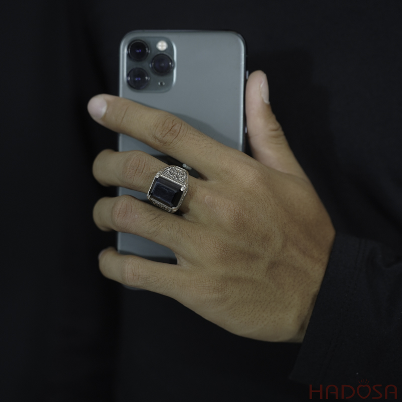 Nhẫn bạc nam mặt đá