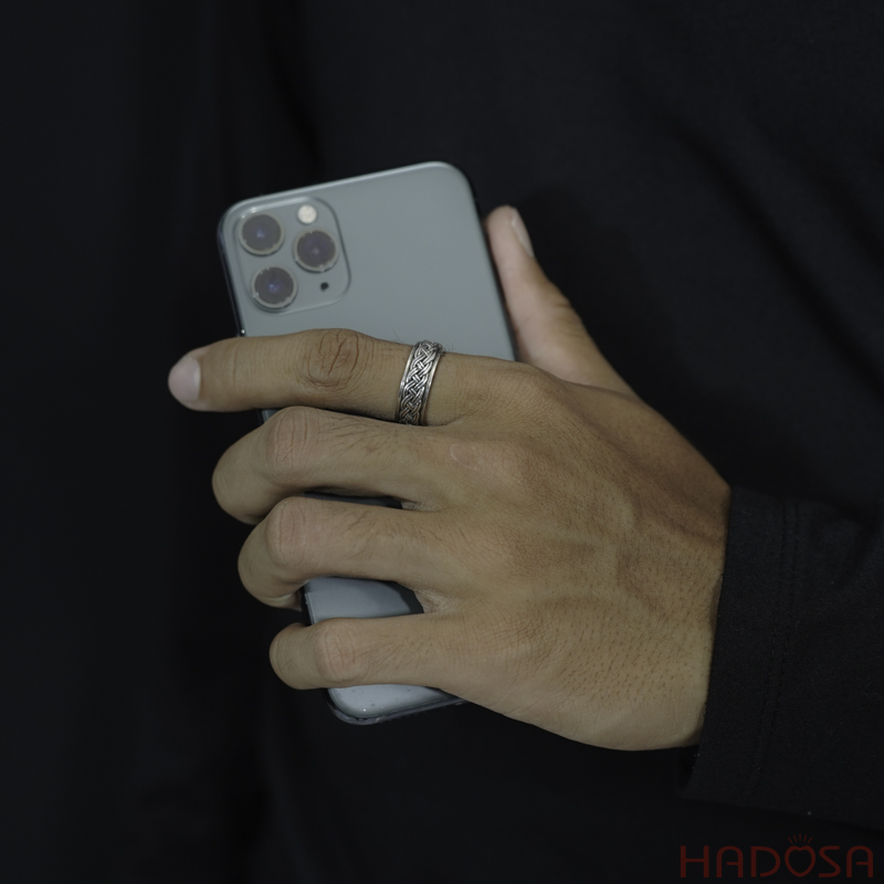 Nhẫn bạc Thái nam Bện Xoay 360