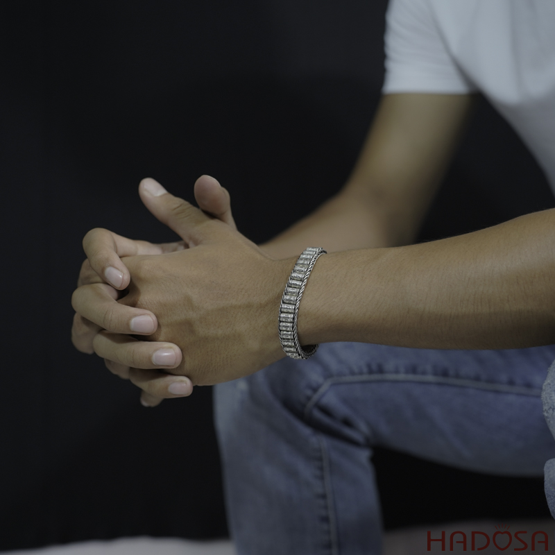 Vòng bạc tay nam Trụ Kinh Luân Xoay