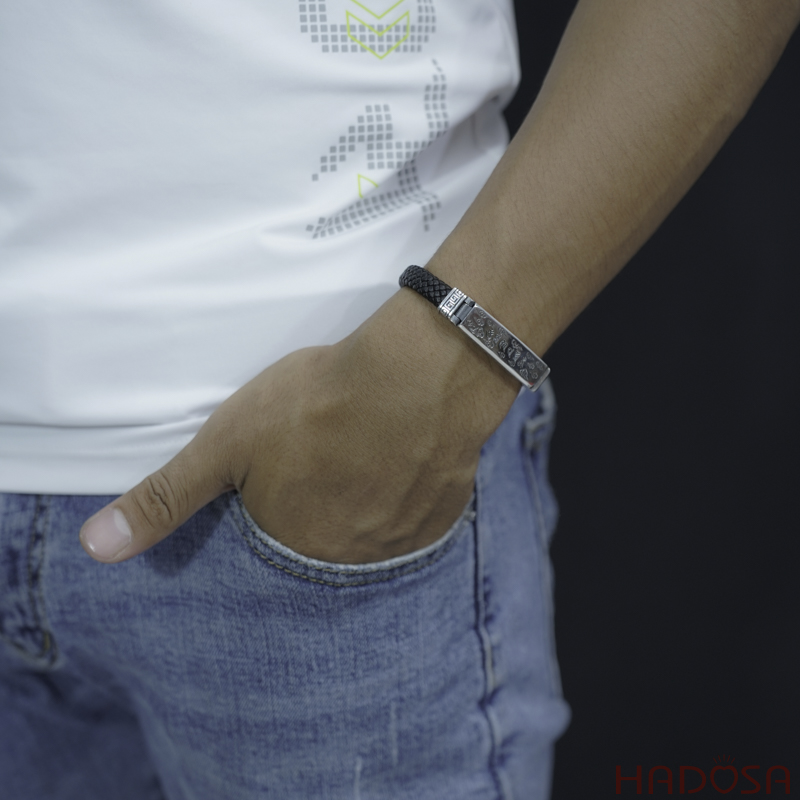 Vòng tay da bạc Thái