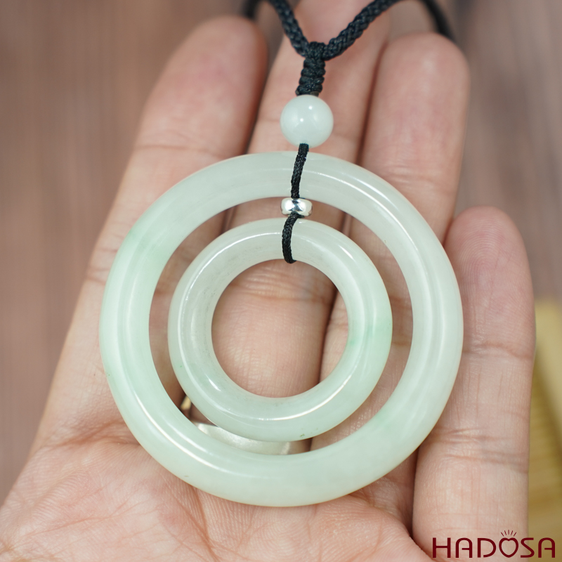 Mặt cẩm thạch song phúc trắng lý 47mm