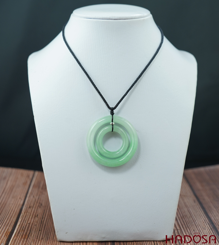 Mặt cẩm thạch song phúc xanh đều 47mm