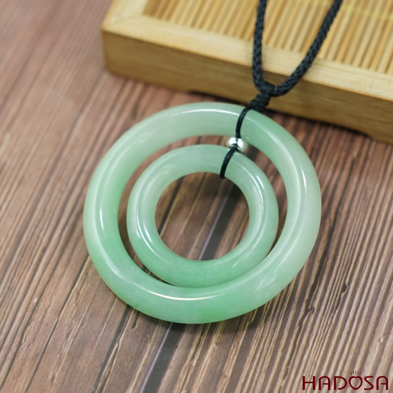 Mặt cẩm thạch song phúc xanh đều 47mm