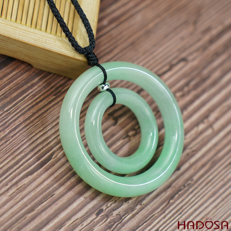 Mặt cẩm thạch song phúc xanh đều 47mm