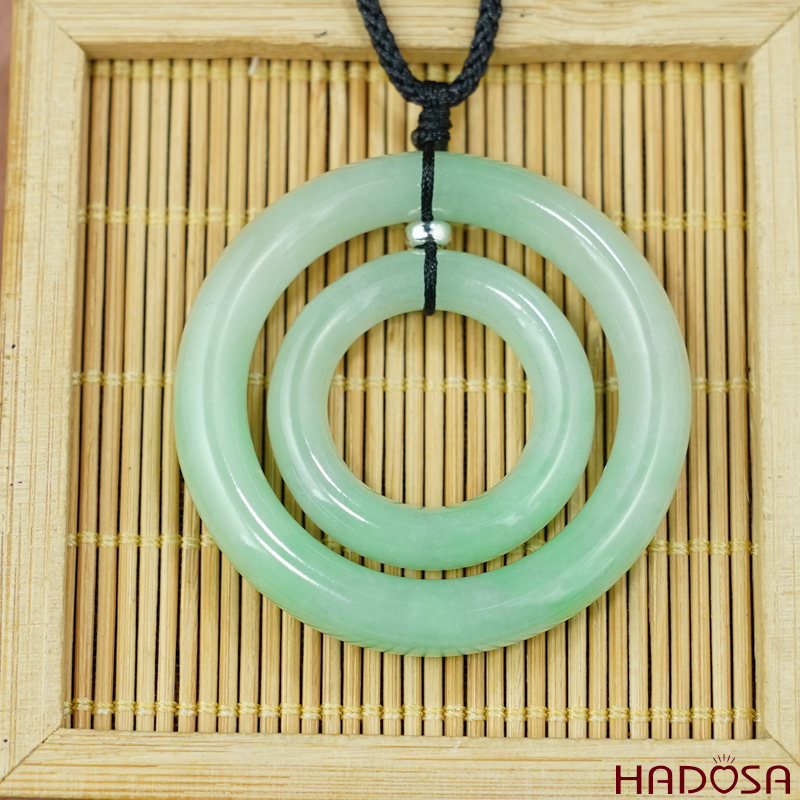 Mặt cẩm thạch song phúc xanh đều 47mm