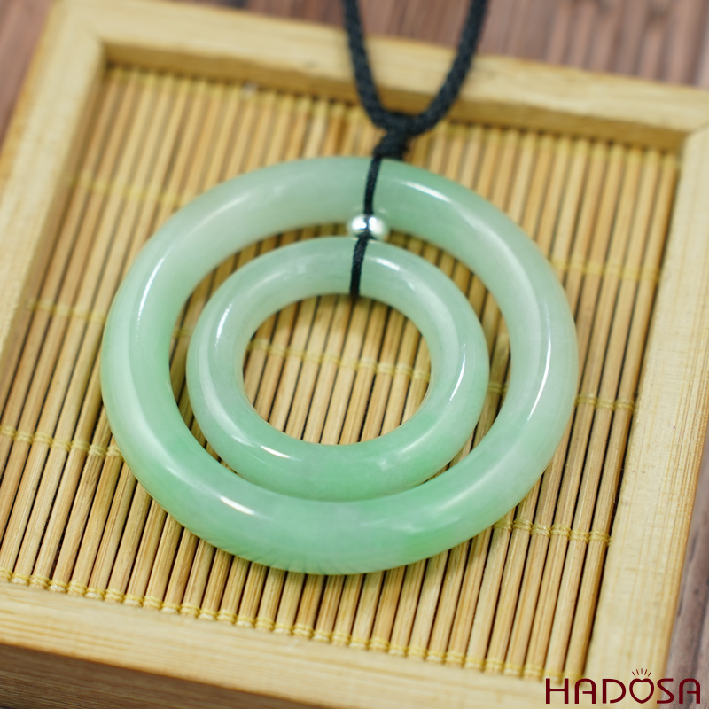 Mặt cẩm thạch song phúc xanh đều 47mm