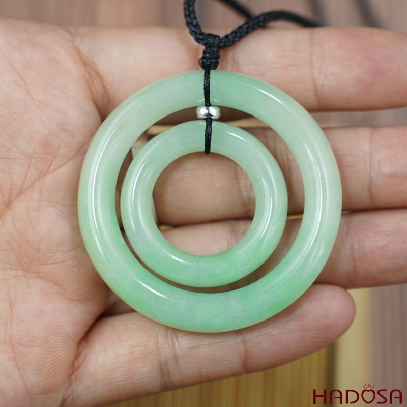 Mặt cẩm thạch song phúc xanh đều 47mm