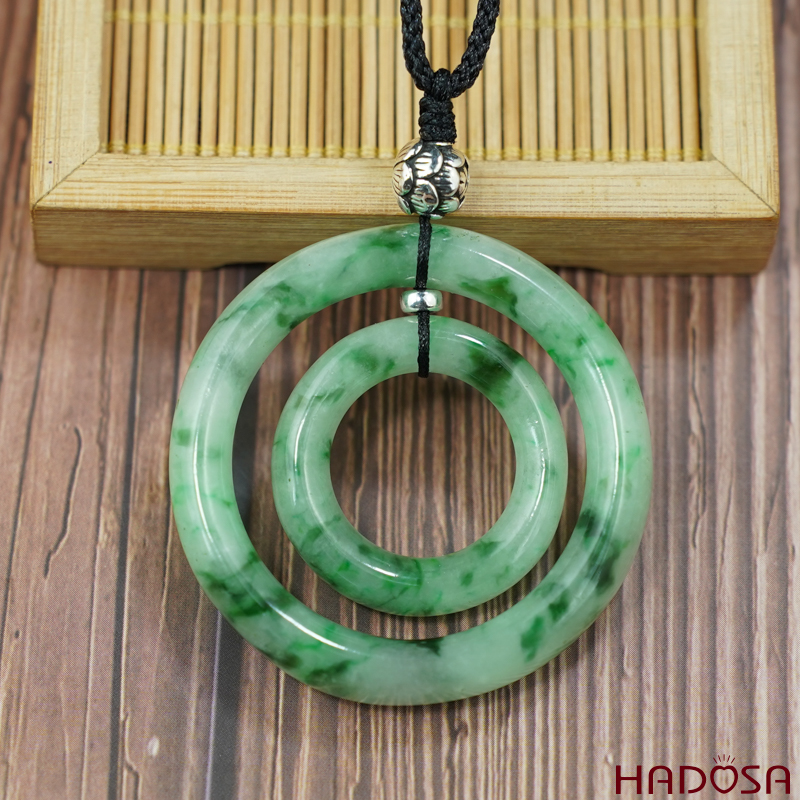 Mặt cẩm thạch song phúc xanh vân lý 47mm