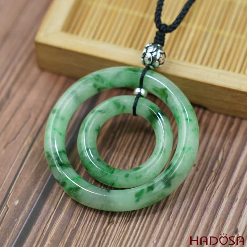 Mặt cẩm thạch song phúc xanh vân lý 47mm