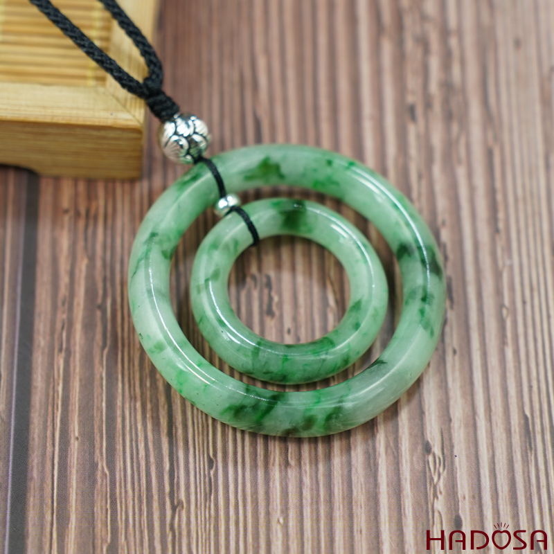 Mặt cẩm thạch song phúc xanh vân lý 47mm