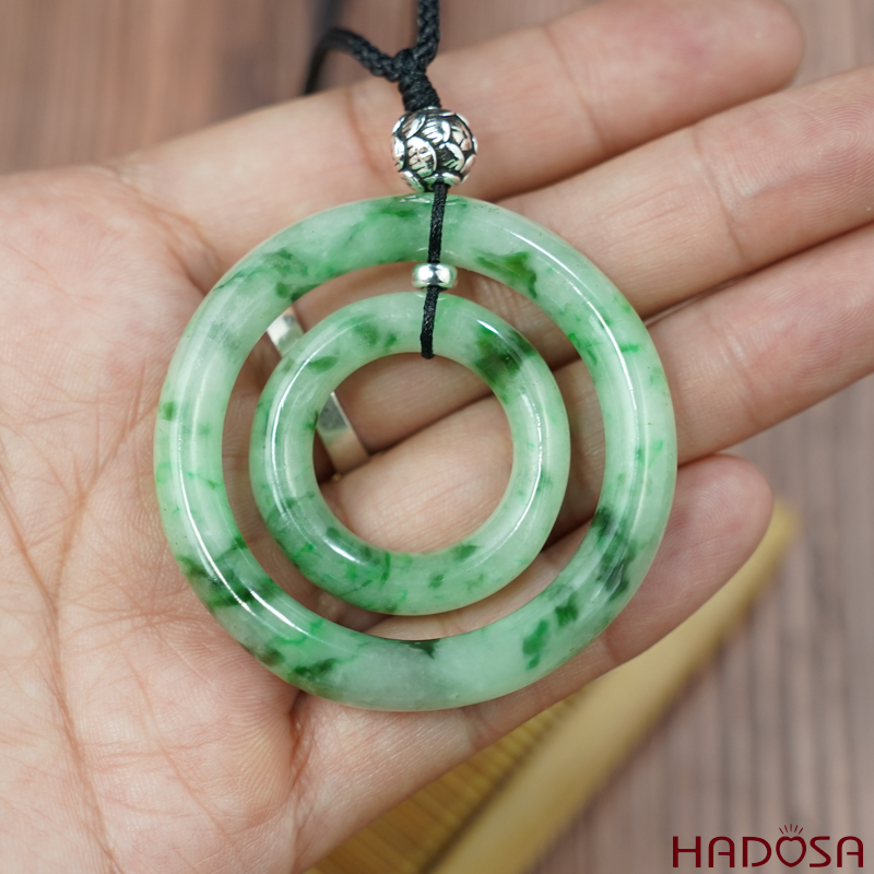 Mặt cẩm thạch song phúc xanh vân lý 47mm