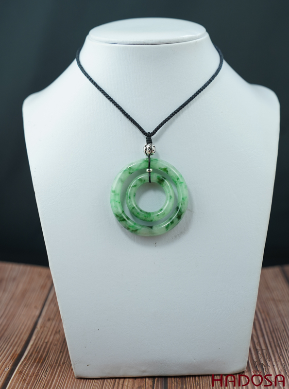 Mặt cẩm thạch song phúc xanh vân lý 47mm