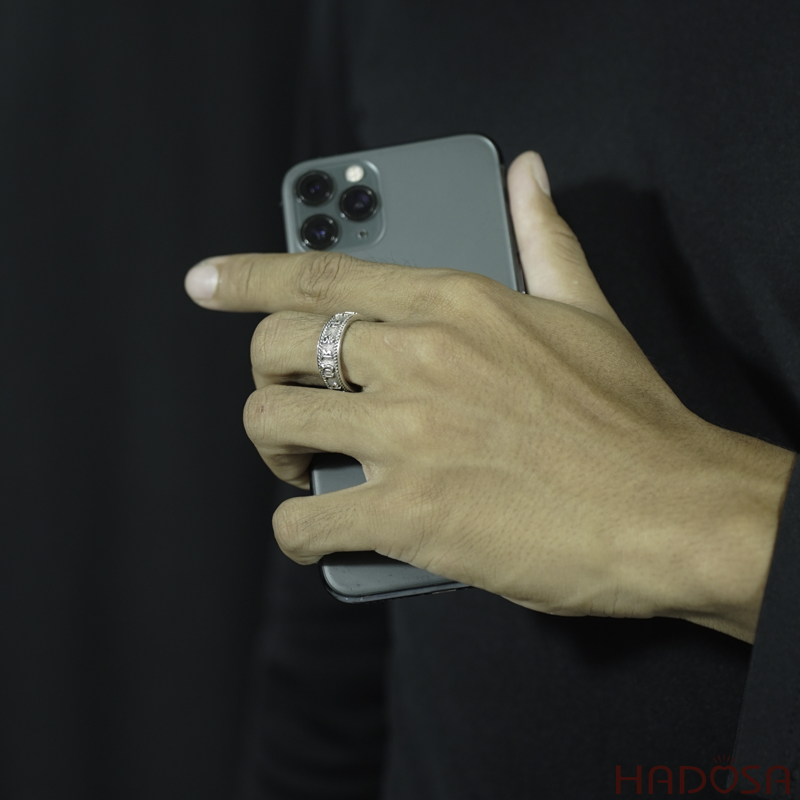 Nhẫn bạc 925 nam Om mani padme hum