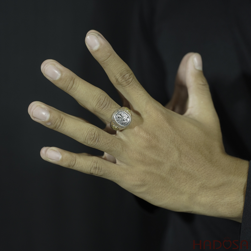 Nhẫn bạc Thái Phật bản mệnh Thiên Thủ Thiên Nhãn (Tý)