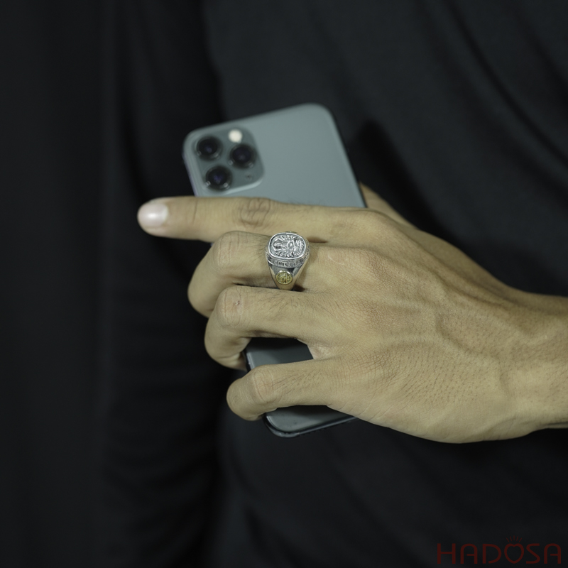 Nhẫn bạc Thái Phật bản mệnh Thiên Thủ Thiên Nhãn (Tý)