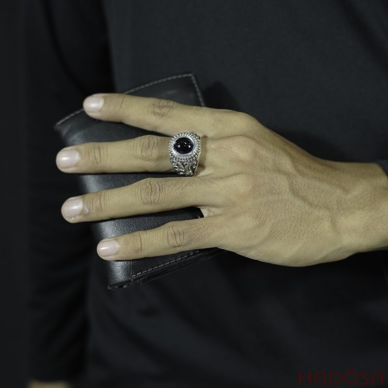 Nhẫn bạc Thái đá xanh bạch tuộc