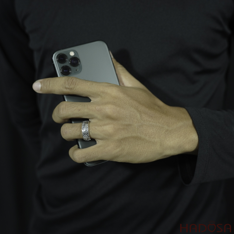 Nhẫn Nam Bạc Thái Hoa Điểu Tự Nhiên