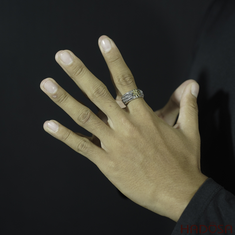 Nhẫn nam bạc Thái mặt trời