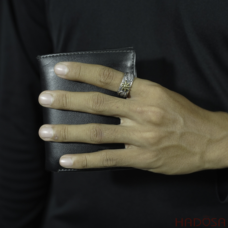 Nhẫn nam bạc Thái mặt trời