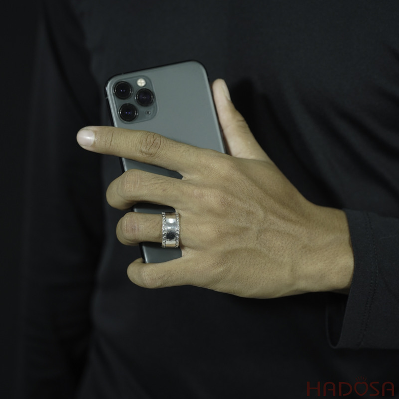 Nhẫn bạc nam trơn viền sao