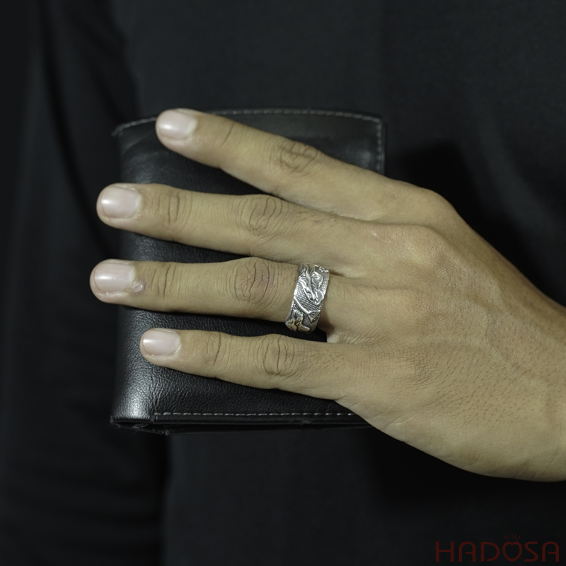 Nhẫn bac Thái nam bông sen