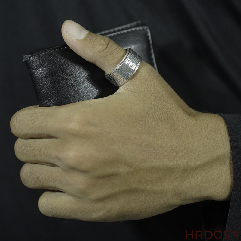 Nhẫn Nam Bạc Thái Khắc Chú Lục Tự Đại Minh