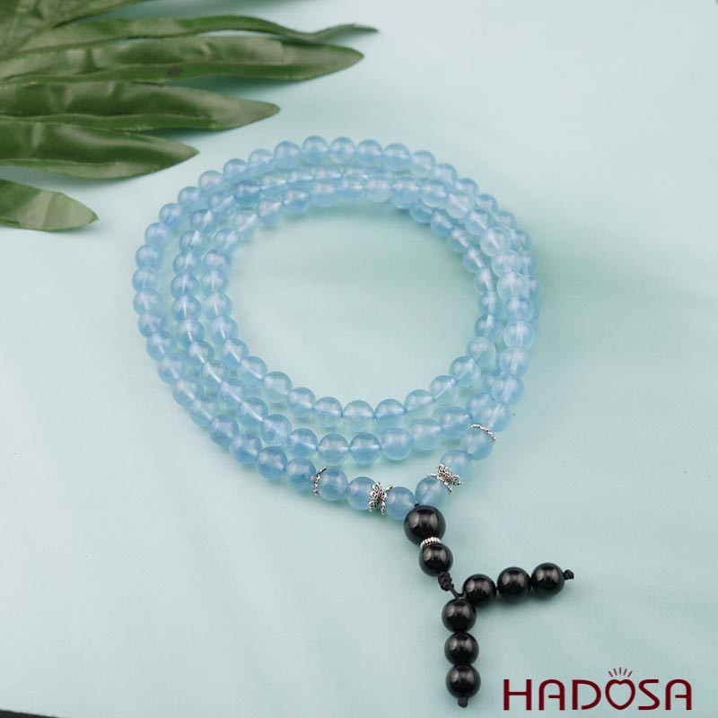 Tràng 108 hạt Aquamarine 8mm (Thuỷ, Mộc)